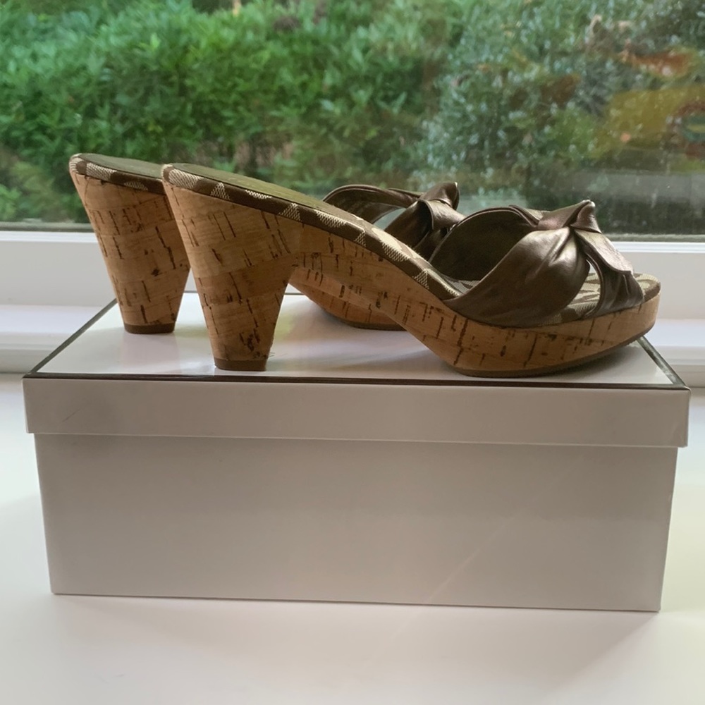 Coach Karen metallic leather cork mule clogs
